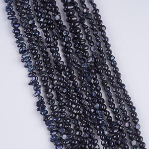 Perlas de Agua Dulce Naturales al por Mayor de Zhuji, 3-4 mm, Negras, Forma de Patata, Irregulares, de Dos Caras, Ligeras, para Manualidades, con Orificio Lateral - Product Image 4