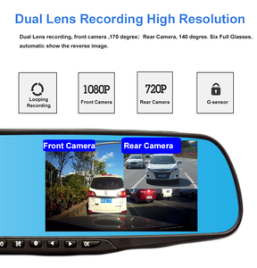 Anstar — caméra de tableau de bord avec rétroviseur, enregistreur vidéo, écran 4.3 pouces, FHD, 1080P, double objectif, DVR - Product Image 3