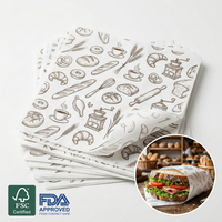 Papier ciré approuvé par la FDA, imprimé sur mesure, de qualité alimentaire, résistant à la graisse, avec revêtement PE, pour l'emballage des sandwichs des restaurants