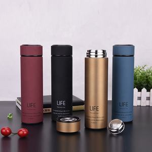 Thermos doux au toucher avec infuseur, flacon à thé isolé à Double paroi en acier inoxydable, bouteille d'eau personnalisée, flacon à thé, 15oz/450ml - Product Image 1