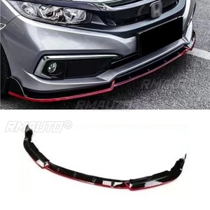For Honda Civic 10th Gen 19-21 Car Front Bumper <b>Lip</b> Splitter Diffuser Spoiler Body Kit <b>Gloss</b> Black Bumper <b>Lip</b> Modification Part - Product Image 2