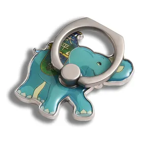 Hot Sale Cute Anime Elephant Shape Soft Enamel Metal Mobile Phone Ring Holder