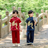Nouvelle tenue d'été pour garçons et enfants, style Tang, vêtements de petit dragon chinois, vente en gros, costume brodé