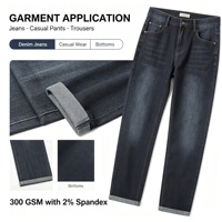 Tissu denim extensible 2% élasthanne 300 g/m² 180 cm de large Mélange coton polyester Sergé 3/1 Bleu Doux Confortable Vente en gros