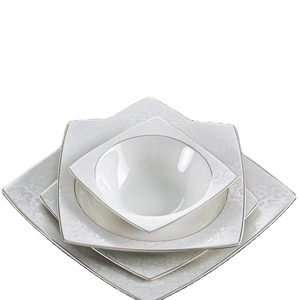 Nuevo Juego de Vajilla de Porcelana China de 24 Piezas para 6 Personas con Borde Dorado, Diseño Moderno, Apto para Lavavajillas, Uso Doméstico - Product Image 3