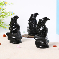 Nueva Llegada: Artesanía de Animales Tallados a Mano en Cristal Natural, Cuervo de Obsidiana Negra Tallado en Forma de Libro para Sanación