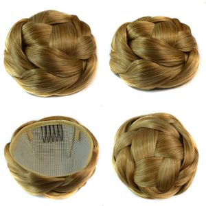 Perruques de style droit en fibre synthétique haute température pour femmes avec extensions de cheveux à bouton pression Chic <span class=keywords><strong>Chignon</strong></span> Design - Product Image 3