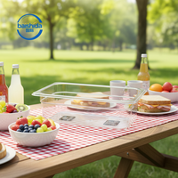 Conteneur de stockage alimentaire multifonctionnel pliable rectangulaire en polycarbonate écologique 1/3 avec couvercle à rabat pour réfrigérateur