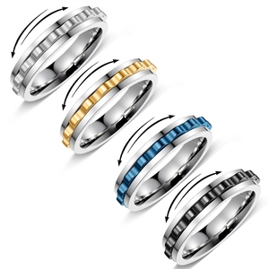 Anillo de Hombre Moderno de 6 mm, Diseño de Moda Europeo y Americano, Engranaje Giratorio Multicolor, Titanio Reductor de Presión - Product Image 5