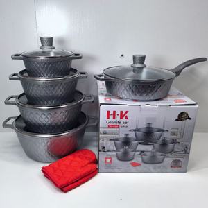 Ensemble de 12 ustensiles de cuisine en granit antiadhésifs en aluminium forgé, casseroles <span class=keywords><strong>20</strong></span>, 24, 28, 32 <span class=keywords><strong>cm</strong></span>, poêle à frire 28 <span class=keywords><strong>cm</strong></span>, compatible induction - Product Image 3