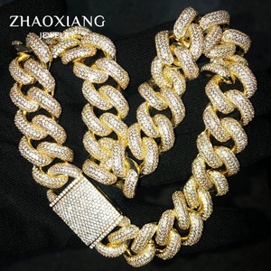 Collar de Cadena Cubana de Latón con Circonitas Cúbicas y Diamantes CZ, Estilo Hiphop, Calidad Joyería, para Hombre - Product Image 1