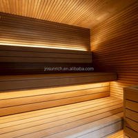 Ruang Sauna Kayu Solid Karbonisasi Profesional Bersertifikat untuk 2-4 Orang dengan Pemandangan Panorama untuk Taman