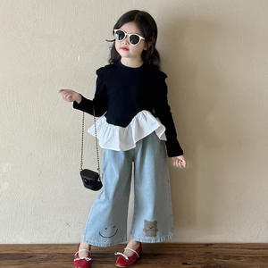 Vêtements pour filles, <span class=keywords><strong>collection</strong></span> automne 2026, hauts à volants élégants, t-shirts en tissu synthétique mélangé pour filles - Product Image 6