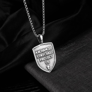 Gioielli Vintage in <span class=keywords><strong>acciaio</strong></span> inossidabile angelo di scudo ala croce collana uomo - Product Image 6