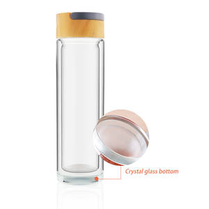 Bottiglia d'Acqua in Cristallo con Infusore <span class=keywords><strong>per</strong></span> Tè Bottiglia in Vetro a Doppia Parete con Manico in Legno e Coperchio <span class=keywords><strong>Tazza</strong></span> da Viaggio in Vetro <span class=keywords><strong>per</strong></span> Caffè e Tè - Product Image 4