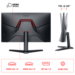 Moniteurs Koorui - 75 Hz, 144 Hz, 165 Hz, 240 Hz, sans cadre, écran LCD, moniteur PC, écran LED <span class=keywords><strong>incurvé</strong></span> ou plat, <span class=keywords><strong>24</strong></span> <span class=keywords><strong>pouces</strong></span>, moniteur de jeu - Product Image 6
