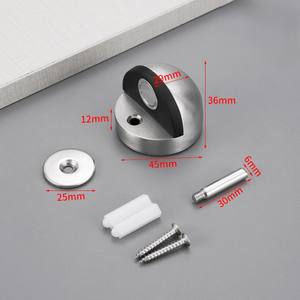 Butée de porte moderne en acier inoxydable avec tampon en caoutchouc, épaisseur 12 mm, installation facile, fixation à vis monotrou, robuste pour la maison - Product Image 2