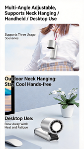 Portable Handheld Electric Fan - USB Rechargeable, 4000 mAh, Mini Adjustable Air <b>Cooler</b>, Compact & Quiet for Travel & Home Use - Product Image 5