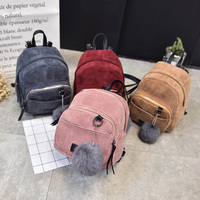 Sac à dos en velours côtelé personnalisé avec pendentif boule, sac imperméable tendance pour femmes, vente en gros