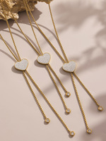 2025 vêtements d'hiver correspondant gland coeur 5A Zircon longue chaîne de chandail étanche en acier inoxydable bijoux