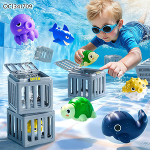 Jouet aquatique pulvérisateur flottant en caoutchouc, animaux marins 3D, ensemble <span class=keywords><strong>de</strong></span> bain pour bébé, jeux <span class=keywords><strong>de</strong></span> <span class=keywords><strong>douche</strong></span>, kits <span class=keywords><strong>de</strong></span> tous types avec cage, en vente - Product Image 2