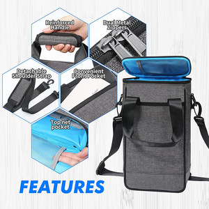 Sac isotherme portable pour deux bouteilles de vin avec bandoulière, sac de transport thermique rembourré pour vin - Product Image 2