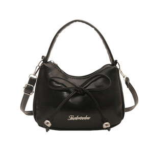 <b>Sweet</b> style mini half-circle <b>bag</b> with a small bow and metal snap on the shoulder, suitable for daily commuting and versatile - Product Image 5