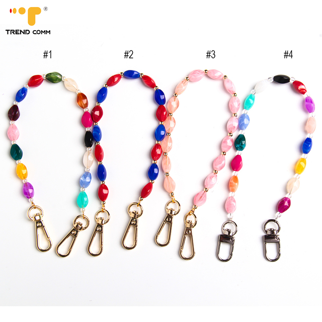 Custom Colorful Acrylic Beaded Chain Phone Charm Stone Bracelet Anti Theft Feature Mobile Phone Straps