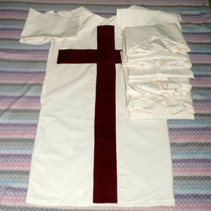 Tunique maçonnique des Chevaliers Templiers en coton léger avec broderie en point de croix - Product Image 1