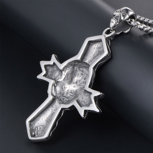 Men's Stainless Steel Skull <b>Cross</b> Pendant Necklace Punk Gothic Style SP529 - Product Image 4