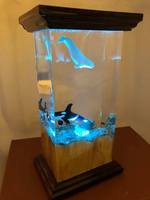 Lampe de nuit en résine de travail du bois de mer bleu profond lampe époxy lampe en résine Art