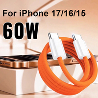 Câble de charge rapide USB-C vers Type-C 60W avec transfert de données et gaine en nylon pour téléphones mobiles (iPhone 17 Pro Max Air 15/16 Android)