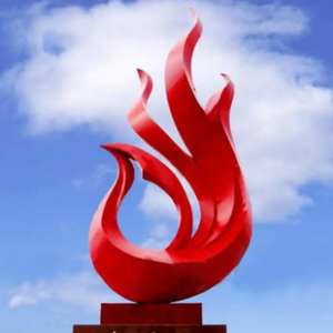 정원 추상 예술 금속 새 조각 작은 붉은 피닉스 동상 - Product Image 4