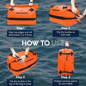 Sac de sport sec étanche de grande capacité 60L Sac à dos roll-top robuste pour les voyages, la navigation de plaisance, le kayak et le camping - Product Image 4