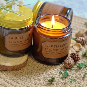 Glass Candle Jar <b>Clear</b> Luxury Custom Amber Glass Candle Jars With Metal Lids for Candles - Product Image 5