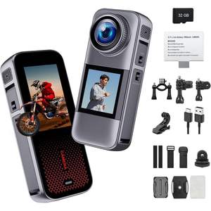 Cámara de Acción con Pantalla Dual de 2.0 Pulgadas, Video 1080p 4K, No Resistente al Agua, para Viajes, Uso en Casco de Motocicleta, con Tarjeta de 32GB, Gris - Product Image 1