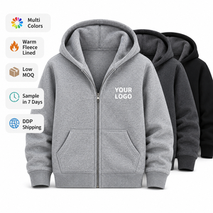 Custom Fleece Lined Zip up Hoodie Unisex Multi Color <strong>Full</strong> Zip Hoodie with Logo Low MOQ DDP Shipping for Brands Teams OEM - Product Image 1
