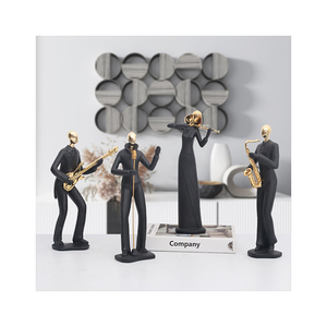 Abstract Creative Musician Statue Sculpture Resin Crafts Figurine for Living Room Hotel Villa-Gift for Music Lovers