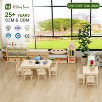 Ensemble de meubles de jeu pour enfants en bois moderne Hikeylove, approuvé pour les écoles maternelles, table et chaise d'école, bureau pour tout-petits, écologique