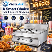Friteuse à gaz GPL GenJet de comptoir avec deux bacs de friture et deux couvercles pour Food Truck, Snack Bar, et la vente de nourriture de rue – Optimisez vos profits