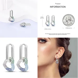 Aretes de Aro de Plata de Ley 925 MULA, Aretes <span class=keywords><strong>Infantiles</strong></span> con Forma de Corazón y Circonitas, Joyería de Moda para Aniversario - Product Image 3