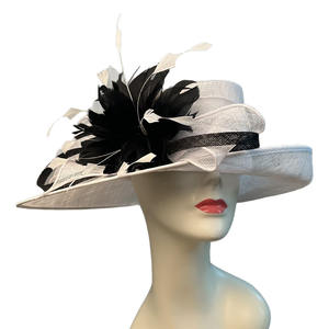 Cappelli da Chiesa Personalizzati per Cerimonie, Cappello da Tea Party e Kentucky Derby, Cappello da Donna con Ampia Tesa Rialzata in Sinamay con Piume - Product Image 6