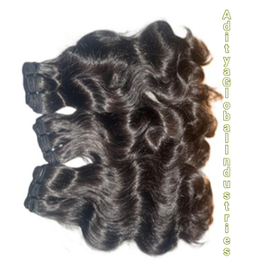 Extensions de cheveux indiennes Remy, provenant d'un seul donneur, texture naturelle ondulée, cuticules alignées, double trame machine, épaisses et complètes, directement de l'usine. - Product Image 1