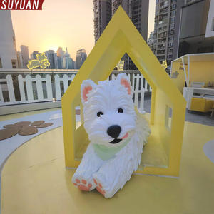 Patung Dekoratif Maskot Pusat Perbelanjaan Luar Ruangan Ramah Lingkungan, Ukuran Besar, Elegan, Terbuat dari Fiberglass, Buatan Tangan, Anjing West Highland - Product Image 3