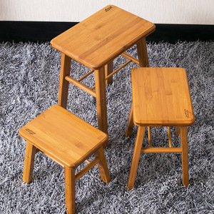 Bamboo <b>Stool</b> Set Square <b>Round</b> Low <b>Stool</b> Home Living Room Chair For Children Adults Elderly - Product Image 2