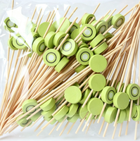 Bamboe Fruitprikkers Blad Lange Steel Minimalistisch Wegwerpbaar Ecologisch Cocktailprikkers Stokjes Feest Decoratief Eten