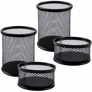 Portalápices de malla con clip, organizador de escritorio metálico negro para lápices y bolígrafos, suministros de oficina, logotipo personalizado - Product Image 2