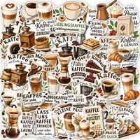 50 Pezzi Adesivi Creativi con Citazioni sulla Cultura del Caffè Tedesco per Telefono e Bagagli, Sticker Decorativi Kaffee Culture
