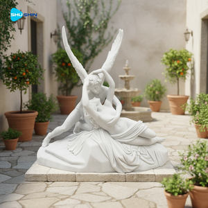 ギリシャ彫刻 キューピッドとプシュケ 手作りの白い大理石彫刻 屋外庭園・墓地用 - Product Image 4