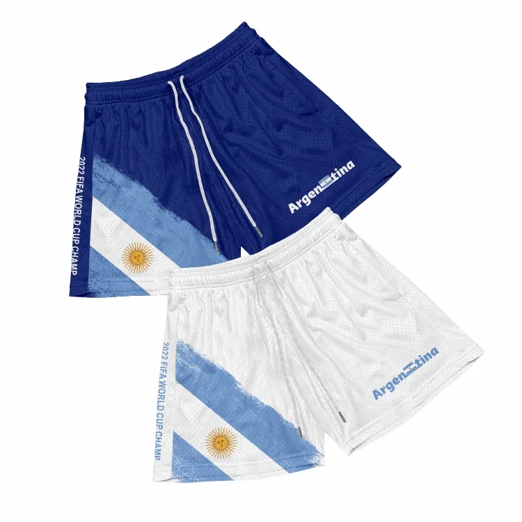 Argentina shorts 2022 elastic waist nylon designer essentialsed beach board shorts custom gym mesh sweat running men shorts